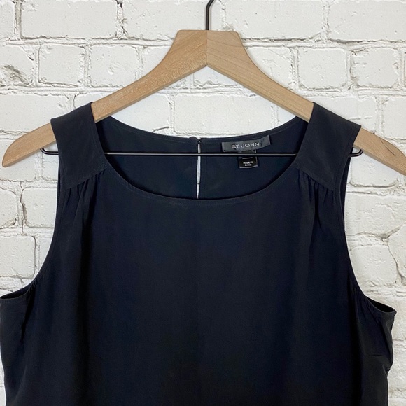 St. John Black Silk Sleeveless Top Size 6 - Picture 2 of 7